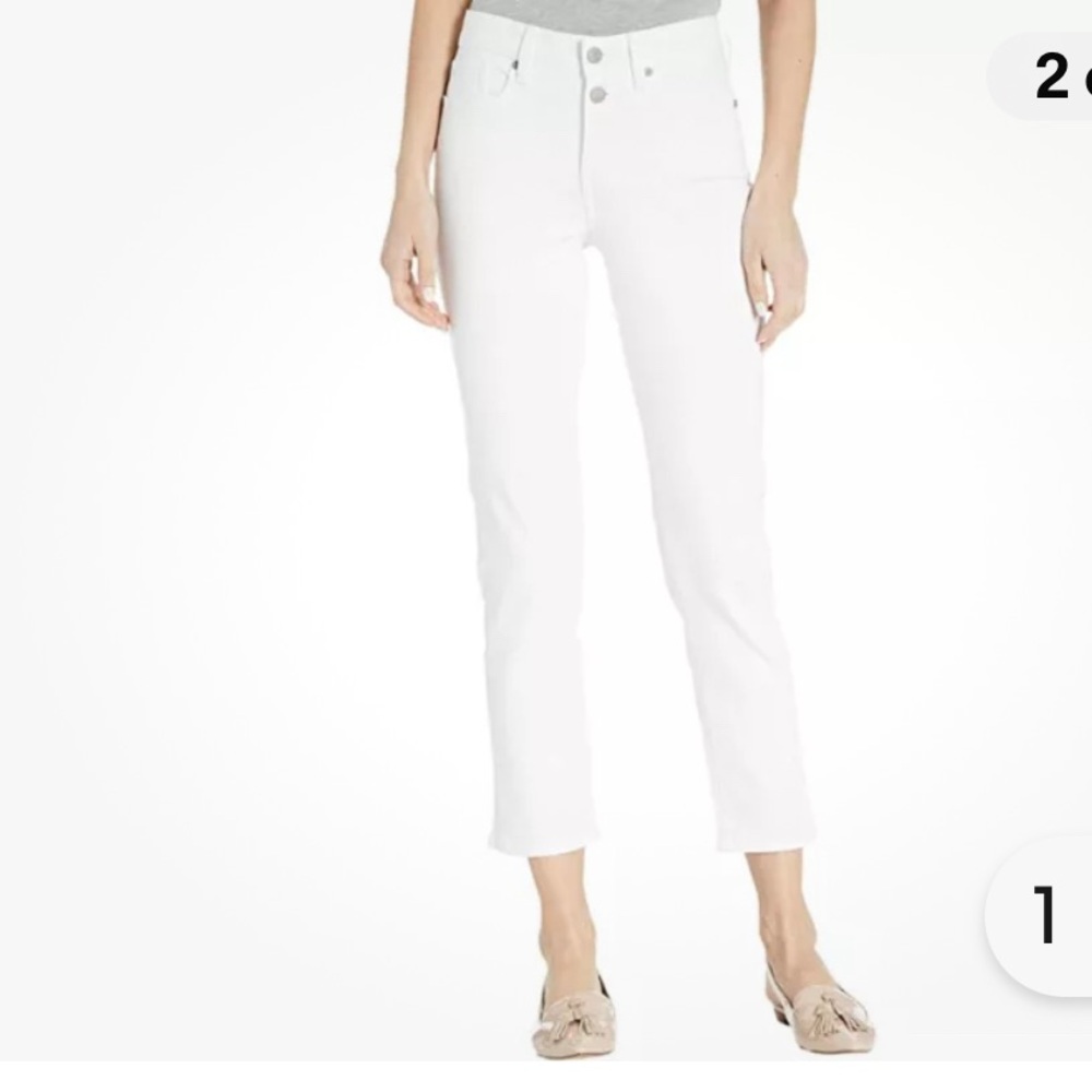 NYDJ Sheri Slim white cropped jeans lift tuck technology 2P